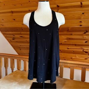 Splendid Women’s Black Racerback Rhinestone Embellished Tank Top Size L NWT